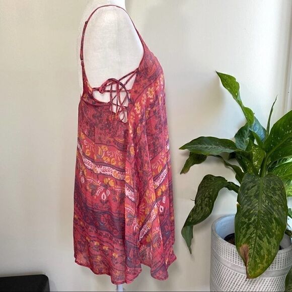 Kimchi Blue boho red patterned mini dress size xs - Picture 5 of 9